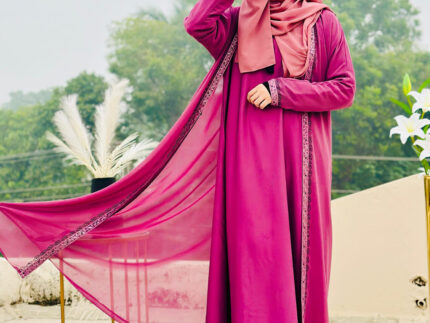 Dusty Pink Embellished Abaya | Stylish Modest Wear by Libas e Haya