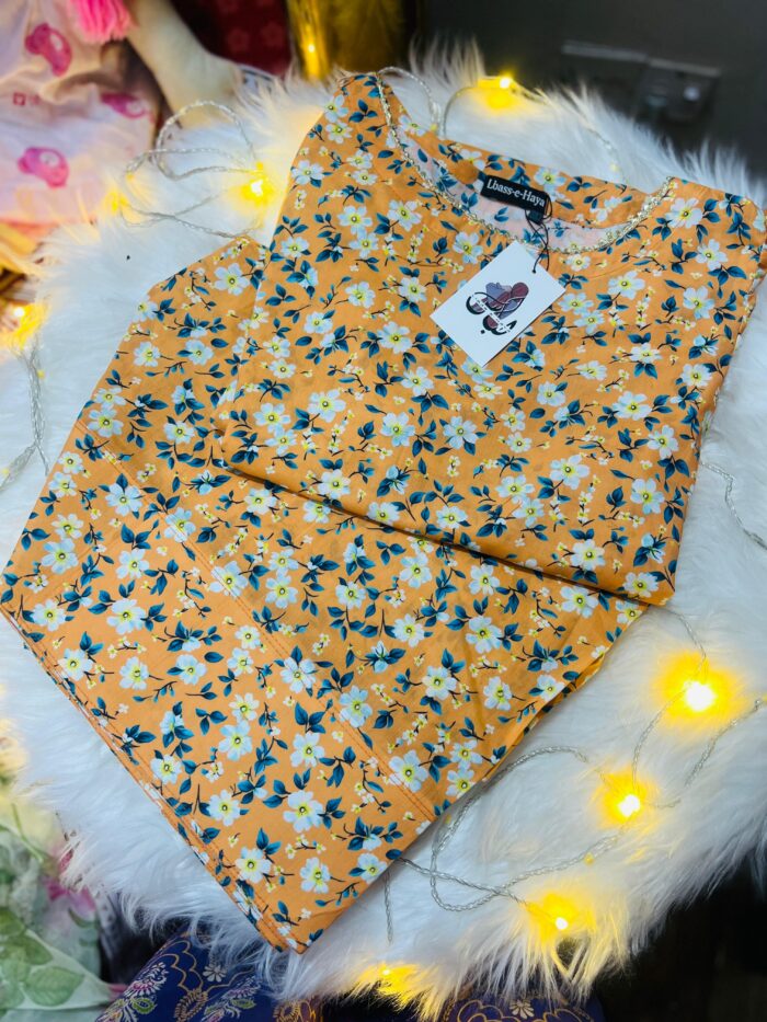 Mustard Yellow with White & Blue Floral Print - Image 1