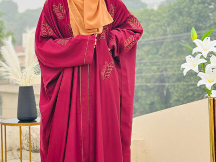 Maroon Embroidered Abaya | Elegant Modest Wear by Libas e Haya