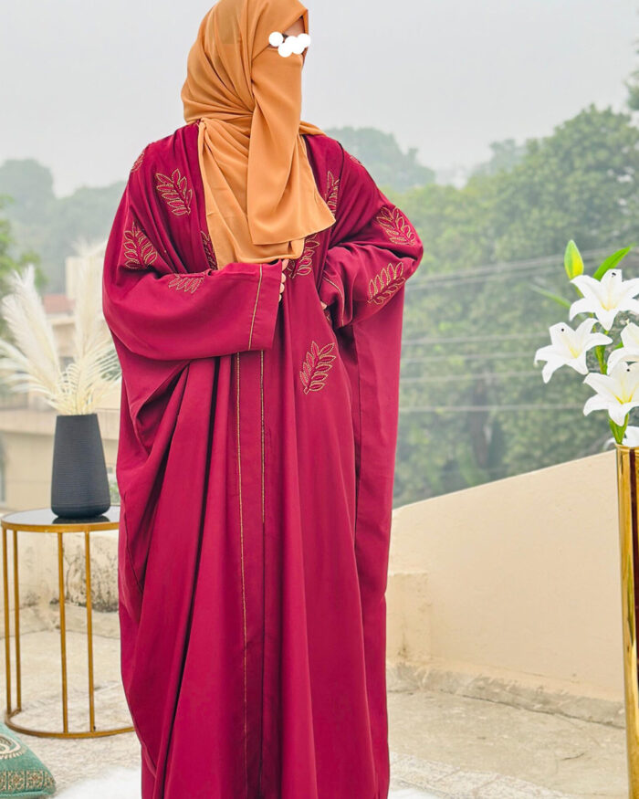 Maroon Embroidered Abaya | Elegant Modest Wear by Libas e Haya - Image 1