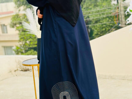 Navy Blue Abaya with Stone Work Detailing | Elegant Modest Wear by Libaas e Haya