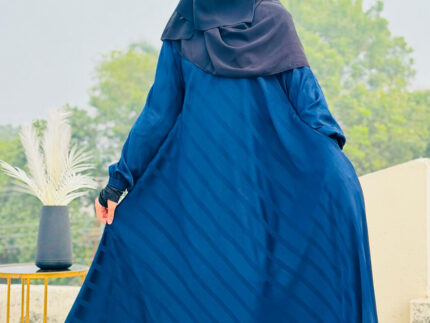 Navy Blue Abaya frok with Striped Texture | Elegant Modest Wear by Libas e Haya