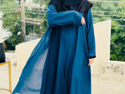 Teal Blue Abaya with Black Niqab | Elegant Modest Fashion by Libaas e Haya