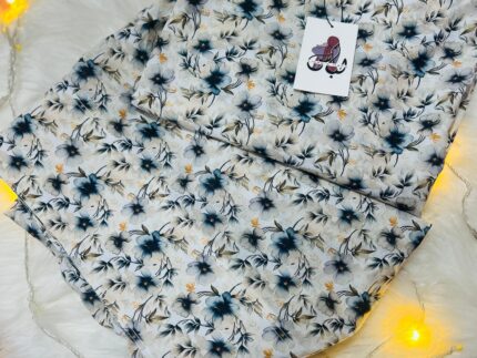 Off-White with Navy Blue Floral Print