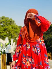 Deep Red Floral Abaya | Modest & Stylish Collection by Libaas-e-Haya - Image 2