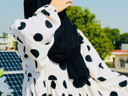 White Checkered Pattern Dress | Modest & Stylish Outfit