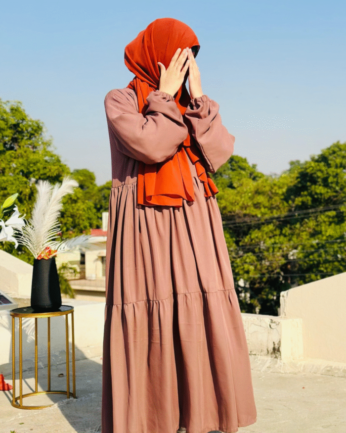 Dusty Rose Brown Abaya | Contemporary Modest Wear by Libaas-e-Haya - Image 1