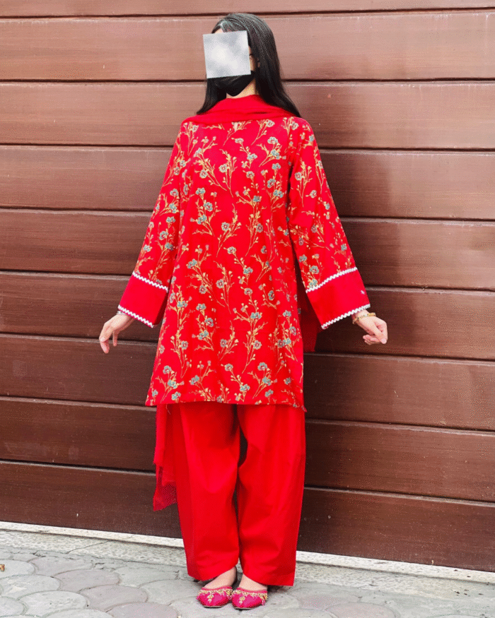 Crimson Red With dupatta - Image 1