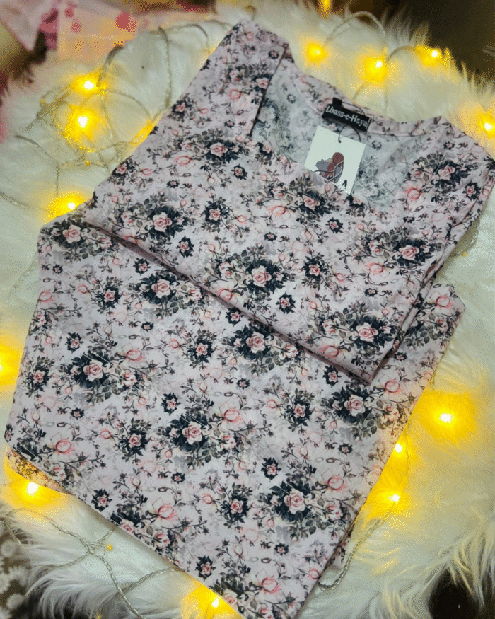 Dusty Pink with Black & Pink Floral Print - Image 1