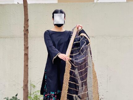 Black with Multicolor Embroidery Garara