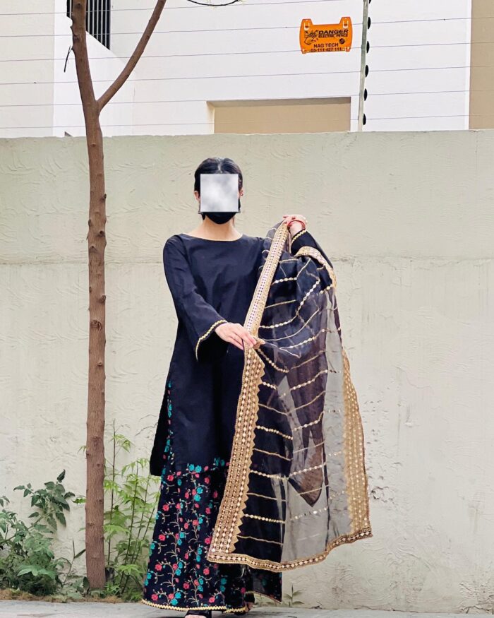Black with Multicolor Embroidery Garara - Image 1