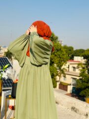 Olive Green Abaya | Timeless Modest Wear by Libaas-e-Haya - Image 3