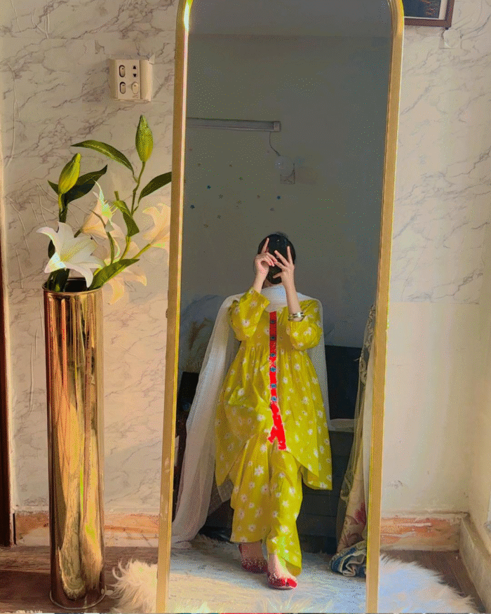 Light Yellow Printed Lawn Dress – Women’s Party & Casual Wear - Image 1