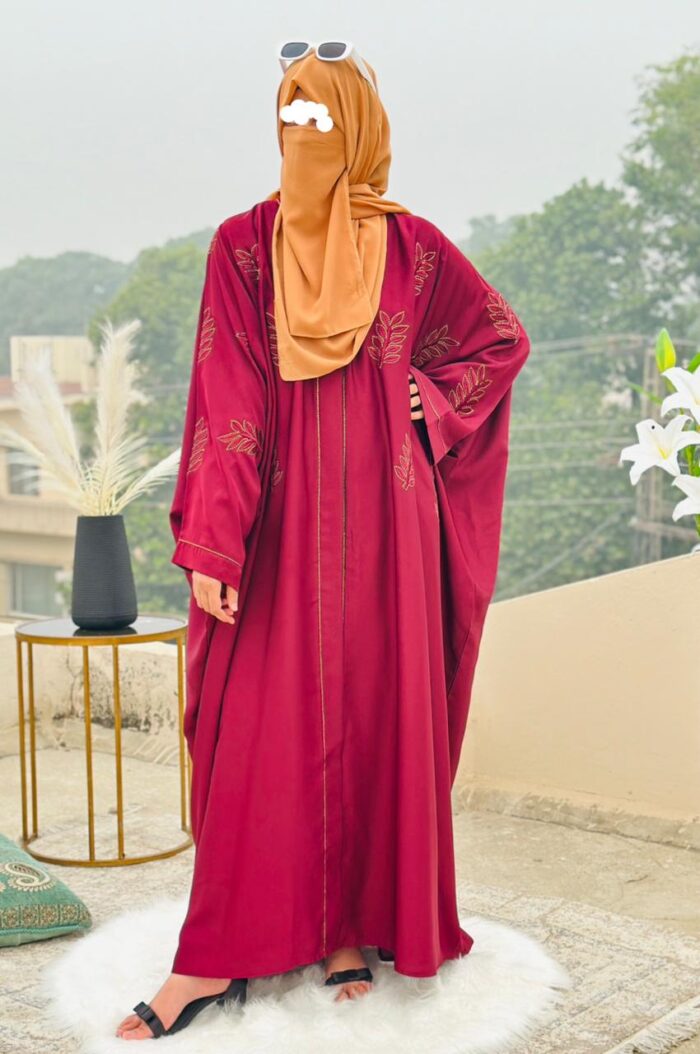 Maroon Embroidered Abaya | Elegant Modest Wear by Libas e Haya - Image 3