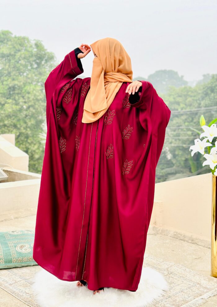 Maroon Embroidered Abaya | Elegant Modest Wear by Libas e Haya - Image 2