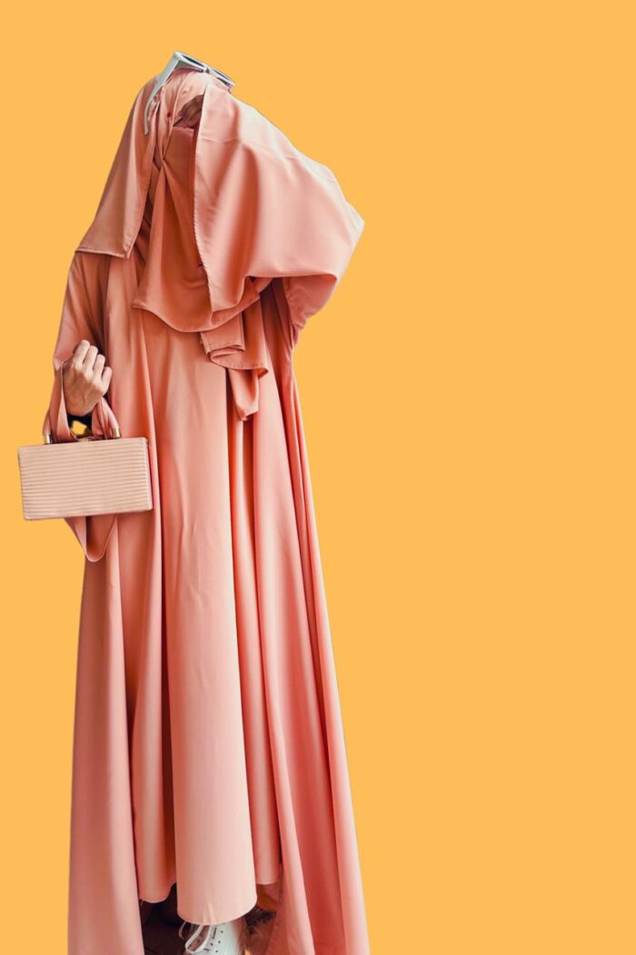 Peach Full Coverage Abaya with Matching Niqab | Modest Islamic Wear by Libaas e Haya - Image 3