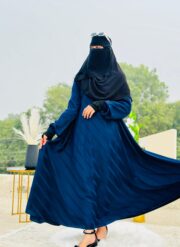 Navy Blue Abaya frok with Striped Texture | Elegant Modest Wear by Libas e Haya - Image 3