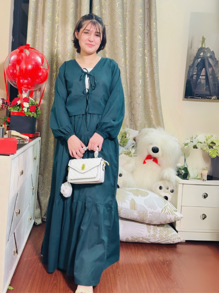 Dark Green Co-Ord Set for Women – Long Maxi Skirt with Tie-Front Shirt | Elegant Casual & Party Wear - Image 2