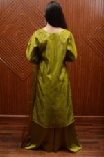 Elegant Green Katan Silk Tunic with Embroidered Detailing – Perfect for Special Occasions - Image 2