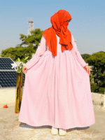 Peach Floral Abaya Dress | Modest Maxi Outfit for Women - Image 2