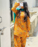 Orange Dress with Teal Dupatta
