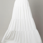 Pure White Tiered Maxi Skirt – Flowing Modest Silhouette