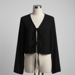 Black Tie-Front Shrug Shirt – Elegant Modest Layer