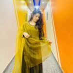 Olive Green Silk Maxi Dress with Dupatta – Elegant Festive Wear | Libaas-e-Haya - Image 2