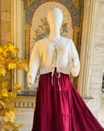 White Tie Shirt Maroon Skirt by Libas e Haya