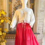 White Tie Shirt Red Skirt by Libas e Haya