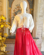 White Tie Shirt Red Skirt by Libas e Haya