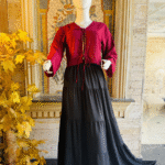 Maroon Tie Top Black Skirt by Libas e Haya