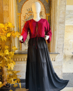 Maroon Tie Top Black Skirt by Libas e Haya