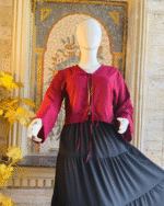 Maroon Tie Top Black Skirt by Libas e Haya - Image 2