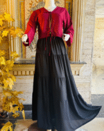Maroon Tie Top Black Skirt by Libas e Haya - Image 3