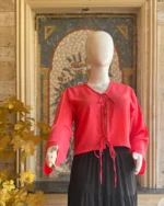 Red Tie-Front Top Black Maxi Skirt Set - Image 3