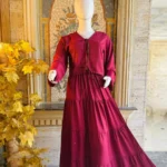 Maroon Tie-Front Top Maroon Maxi Skirt Set