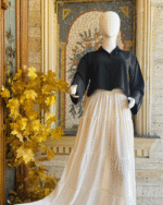 Black Shirt Ivory Maxi Skirt Set