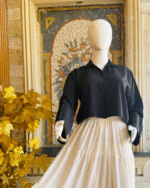 Black Shirt Ivory Maxi Skirt Set - Image 2