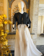 Black Tie-Front Top Ivory Maxi Skirt Set