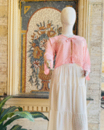 Pink Tie-Front Top Ivory Maxi Skirt Set - Image 3
