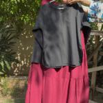 Black Top Maroon Maxi Skirt 2-Piece Modest Set