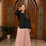 Black Top Peach Maxi Skirt 2-Piece Modest Set