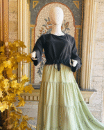 Black Shirt Sage Green Skirt by Libas e Haya - Image 2
