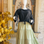 Black Shirt Sage Green Skirt by Libas e Haya