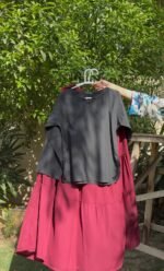 Black Top Maroon Maxi Skirt 2-Piece Modest Set - Image 2